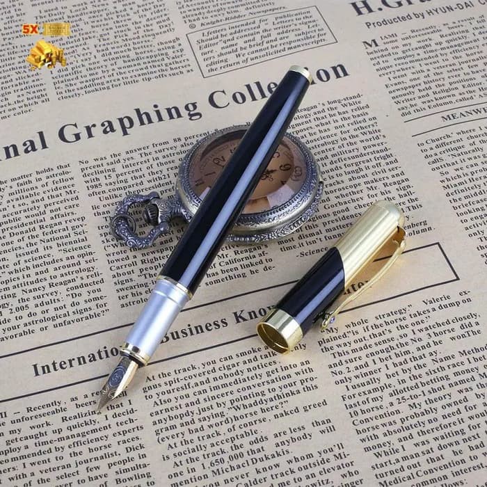 

pulpen fountai pen pena kaligrafi gold black