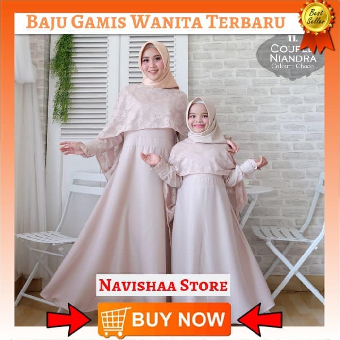 Busana Muslim Wanita Gamis Syari Couple Ibu dan Anak Niandra Terbaru