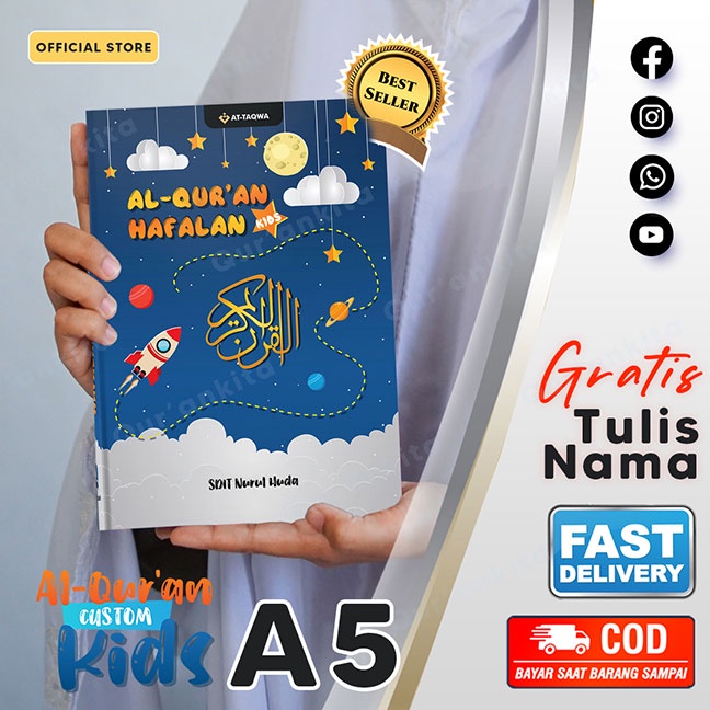 Qur'an Custom Kids A5 | At-Taqwa | Gratis Tulis Nama