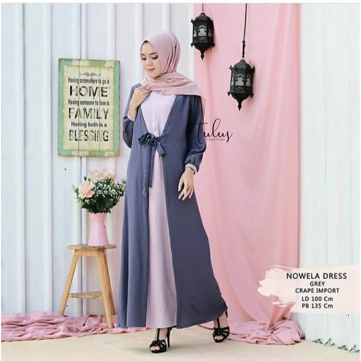 CUCI GUDANG NOWELA DRESS Bahan Moscrepe Pakaina Wanita Gamis Panjang Terusan Gamis Wanita Dress Mulim Terbaru