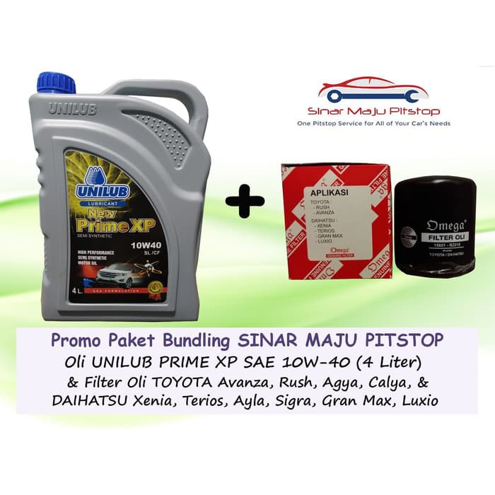 Paket Bundling Oli Unilub Prime XP 10W-40 (4 Liter) & Filter Oli DAIHATSU SIRION & DAIHATSU SIGRA