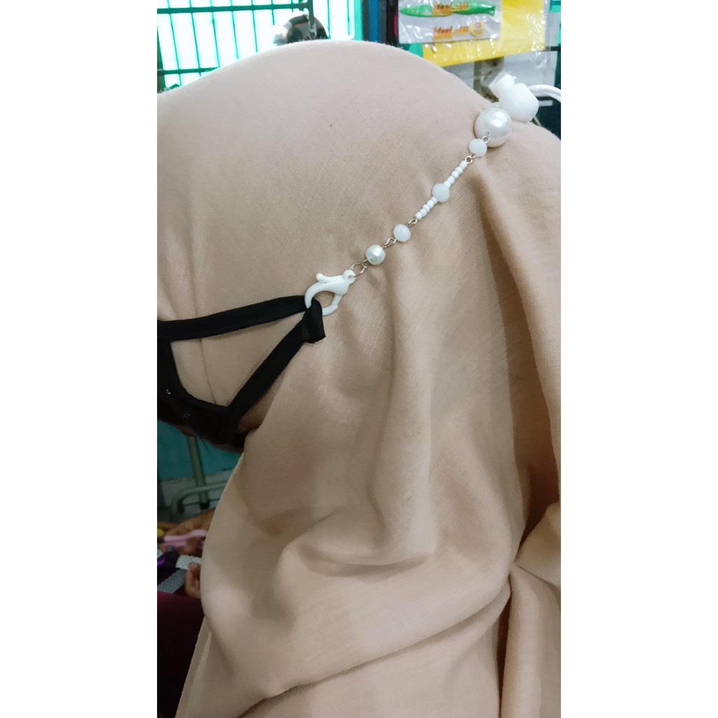 Strap Masker Korea Tali Masker Tali Masker Mutiara Putih Konektor Hijab Masker strap masker kristal