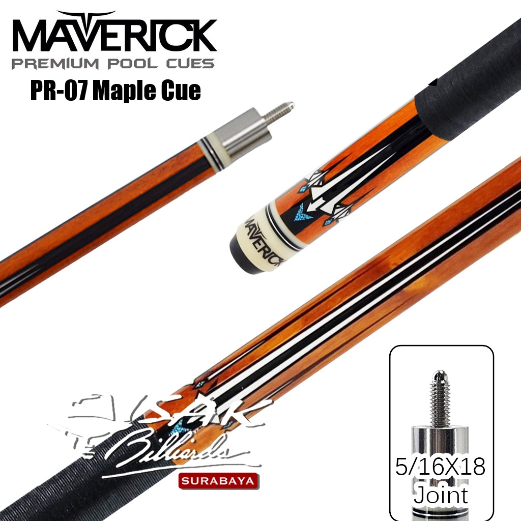 Maverick Pool Cue PR-07 - Premium Maple Stick Billiard Stik Biliar Kiu