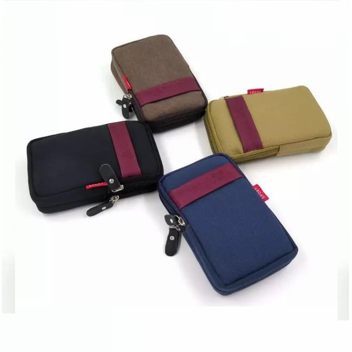 Tas Pinggang HP Pria Bahan Kanvas Muat HP 6 inch LA107 | Tas Pinggang Cowok | Tas HP Cowok