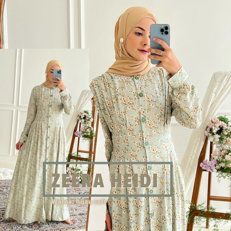 Daster Arab Zeera HEIDI Maxi Dress Gamis Rayon Motif Terkini