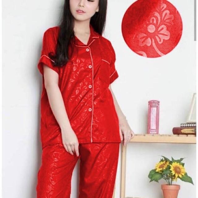 Mamaomi.Fashion, PIYAMA CP Celana Panjang Embos LD 102-104 CM-CP-MERAH