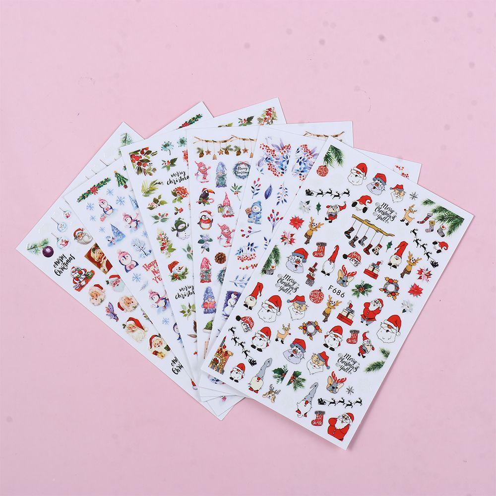 R-bunga Stiker Kuku Fashion Pinguin Snowman Snowflake