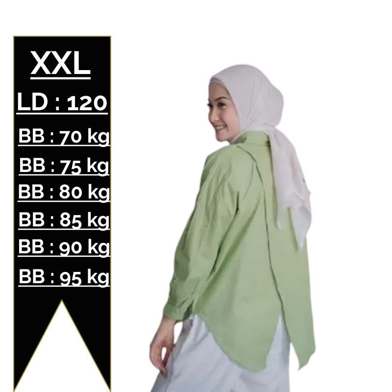 Kemeja Wanita Jumbo Ld 120 Terbaru XXL Ld 120 Kemeja Wanita Jumbo Atasan Kemeja Overisize Big Size W
