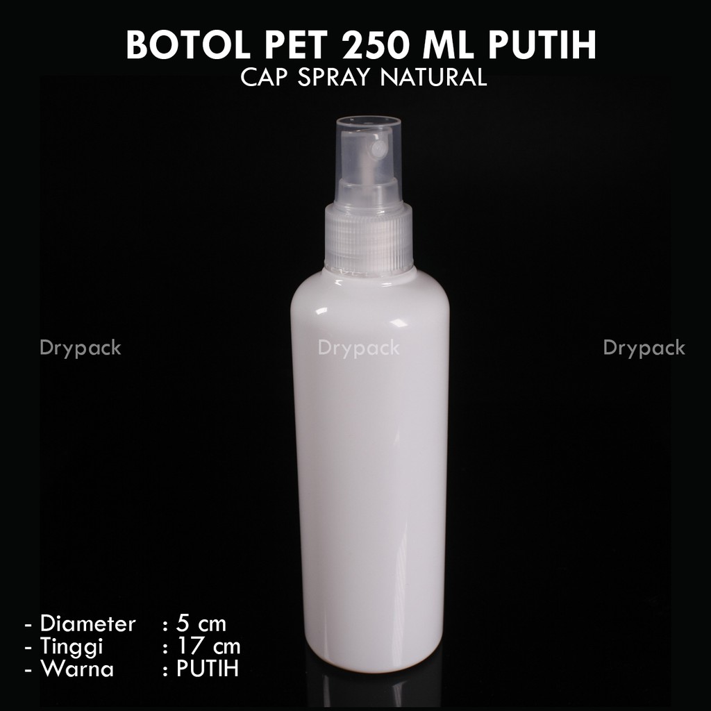 Botol Spray 250 ml Putih tutup Natural