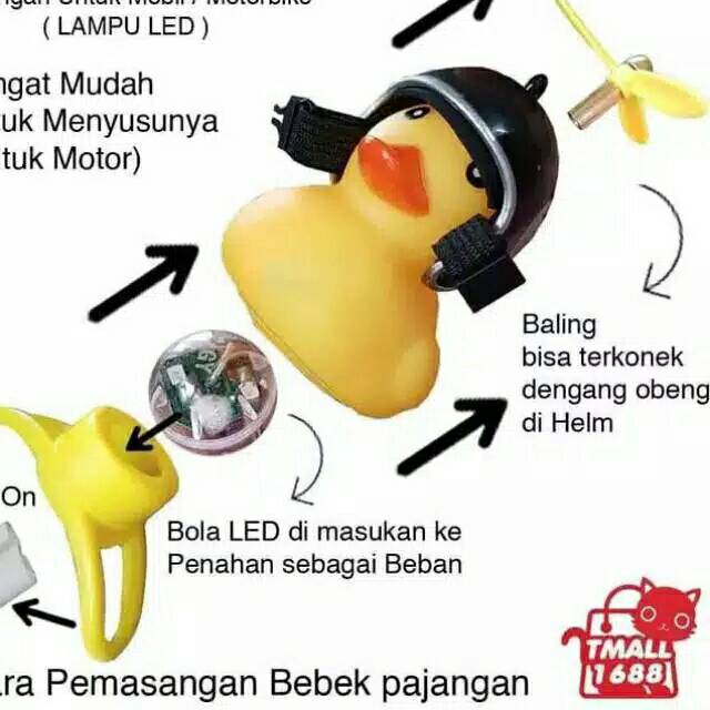 Bebek Pajangan Dengan Helm Berbaling Untuk Mobil Motor Dan Sepeda Dengan Lampu LED