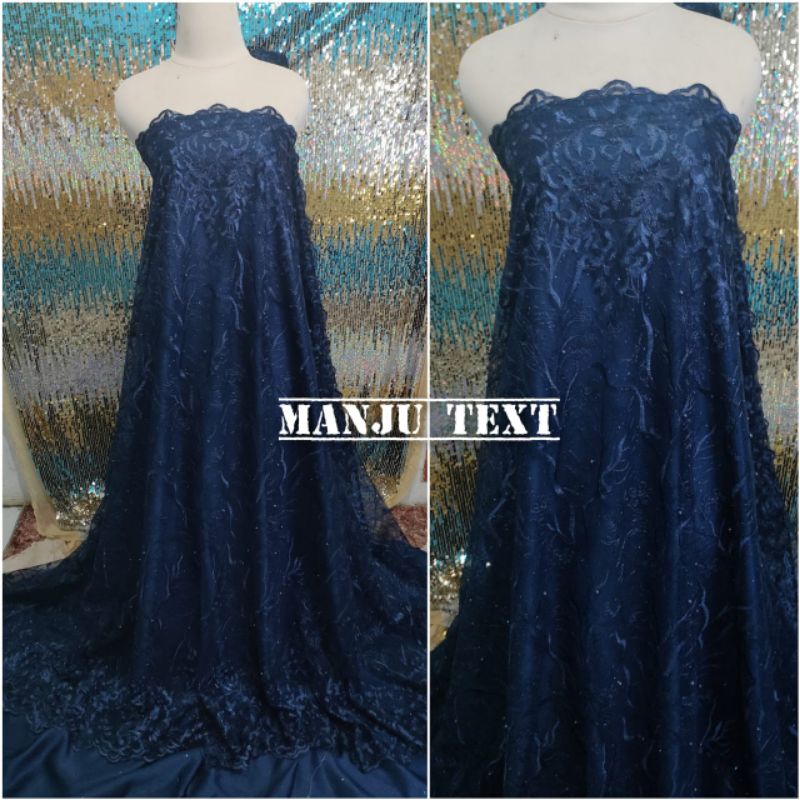 Kain - bahan tile renda mutiara /bahan tille mutiara/cocok untuk dress gaun pesta dll PROMO TERMURAH