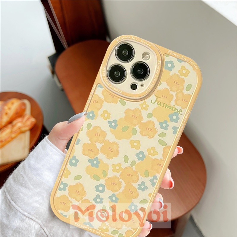 Soft Case TPU Motif Bunga Kuning Gaya Retro Untuk IPhone 7 8 Plus X XR 11 13 112 Pro Max XS Max 7 Plus 8 Plus 6 6s SE 2020