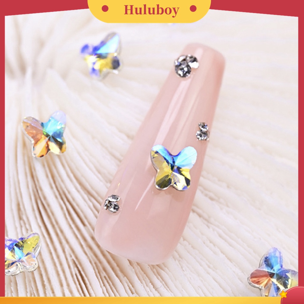 Huluboy Huluboy♡ 50 Pcs Aksesoris Kristal Buatan Bentuk Kupu-Kupu Untuk Nail Art Wanita