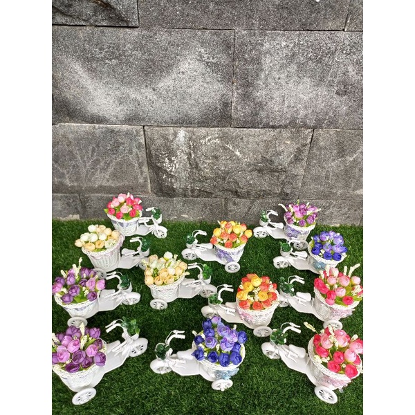 (COD) BUNGA SEPEDA HIAS ARTIFICIAL POT ROTAN