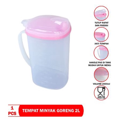 Tempat Minyak Goreng 2 Liter / Wadah Minyak Goreng Plastik Serbaguna