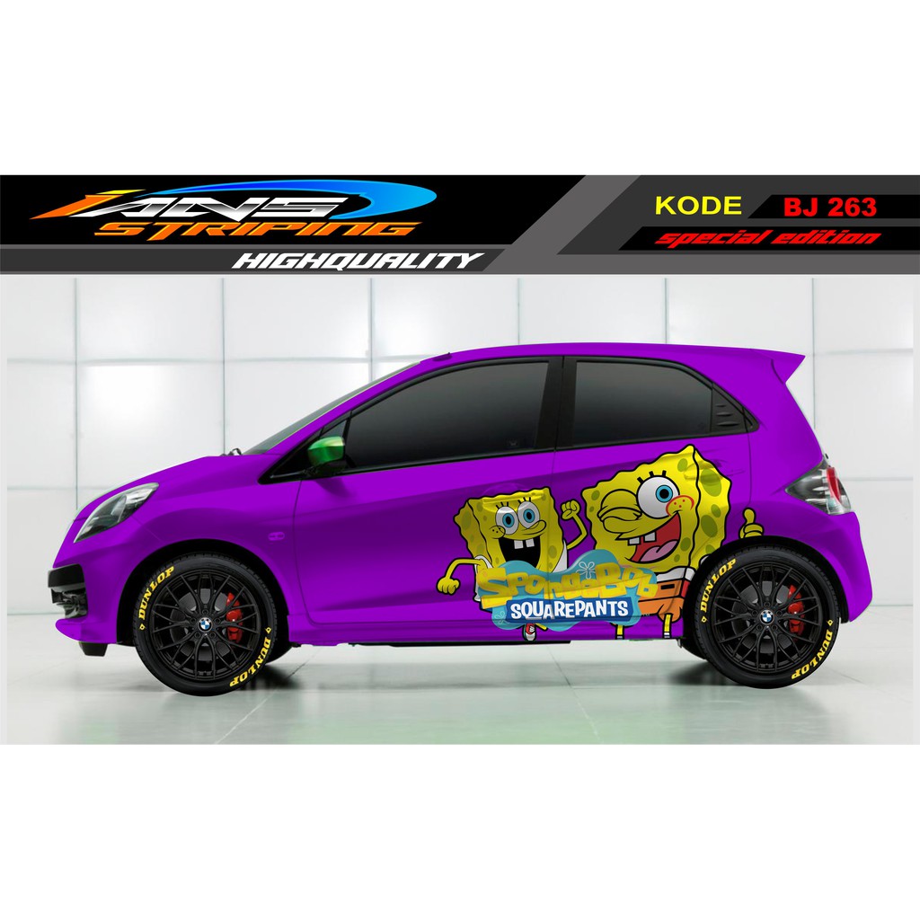 DECAL STICKER MOBIL BRIO, JAZZ, AGYA, KARIMUN, YARIS, MOBILIO / STICKER MOBIL / STIKER SPONGBOB