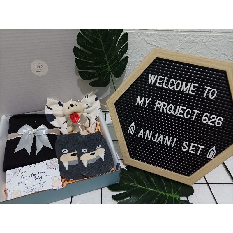 ANJANI SET | BABY HAMPERS BAYI GIFT KADO SET | PAKET LAHIRAN BAYI LAKI - LAKI PEREMPUAN UNISEX-BLACK
