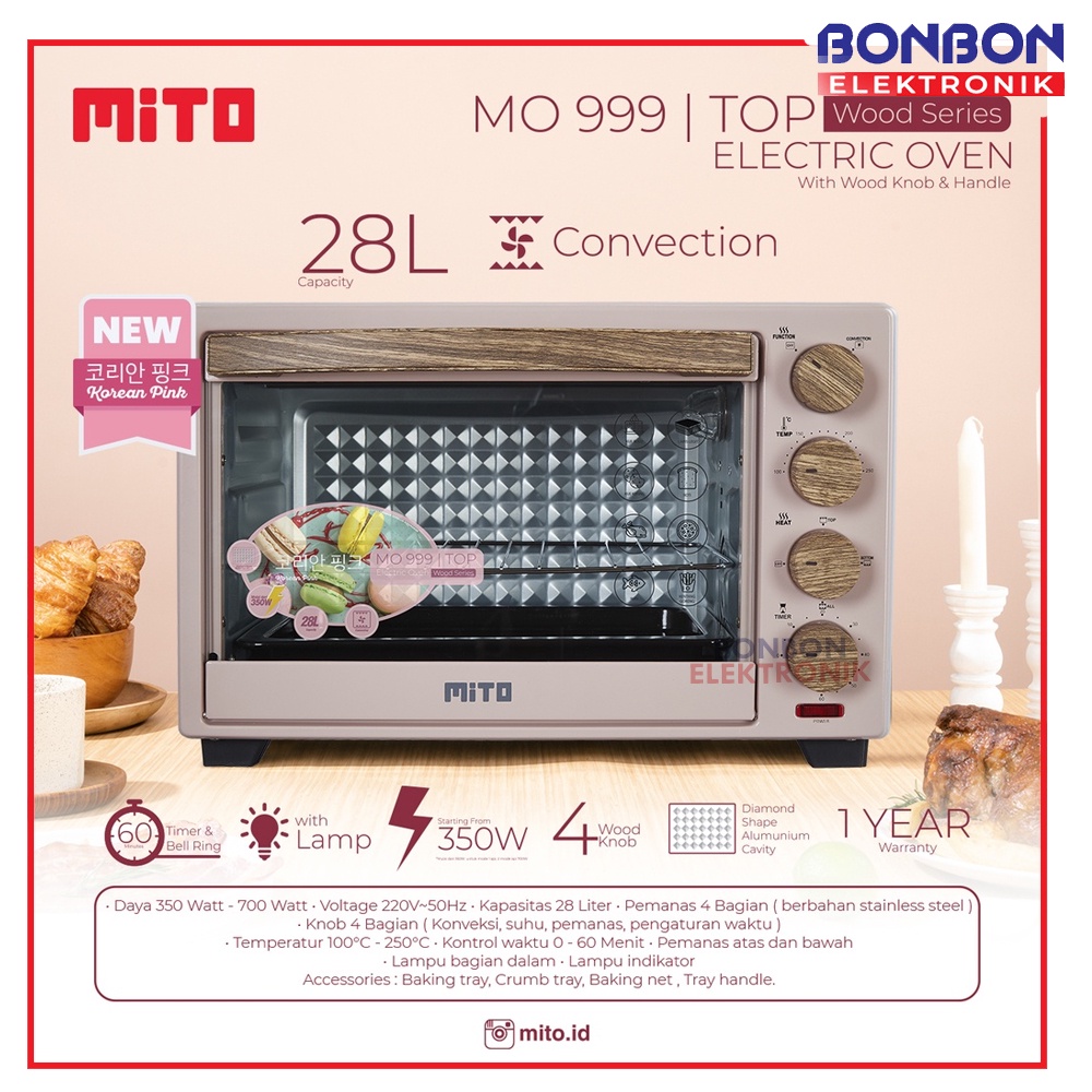 MITO MO 999 Oven Listrik 28 Liter (Wood Series) 350W / MO999