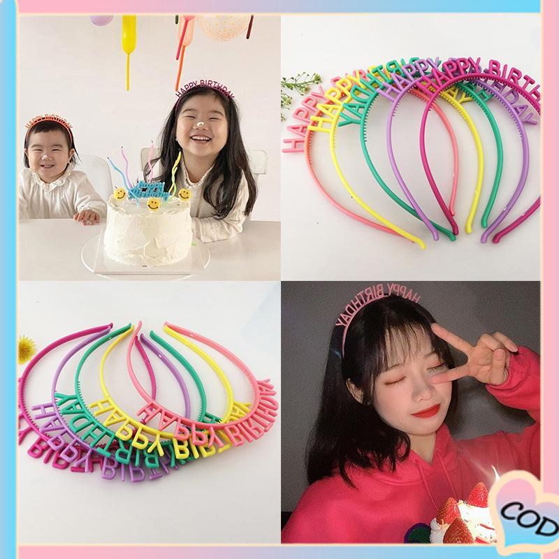 COD❤️Huruf ikat kepala ulang tahun HAPPY BIRTHDAY ikat kepala ulang tahun anak-anak topi ulang tahun mahkota-A.one