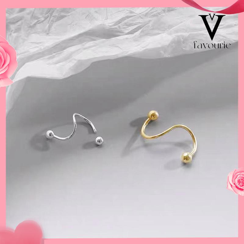 [COD]Anting musim semi sederhana, Retro Hong Kong Style, ceruk pribadi, anting-anting spiral lapisan ganda,-FA