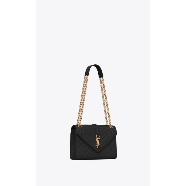 YSL Envelope Medium Shoulder Bag Black GHW (24 x 17 x 7)