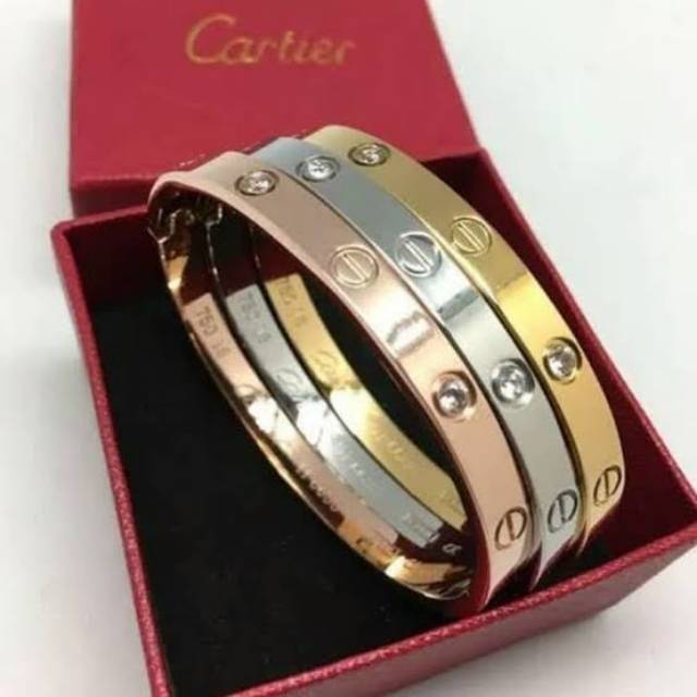 Gelang Bangle Titanium C*rti*r 750 Perhiasan Premium Quality Anti Pudar