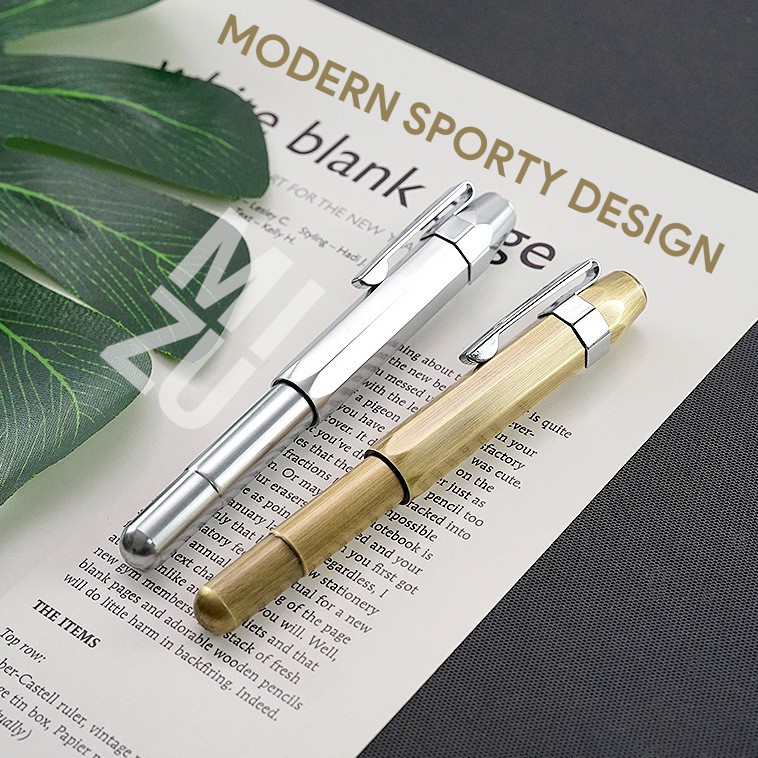 MIZU BURASU Classic Brass Fountain Pen Kuningan Stainless Steel Iridium Nib