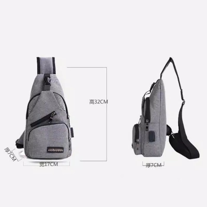 Travelmate Tas selempang USB / sling bag / travel usb charger / cross body pack Slempang bahu canvas