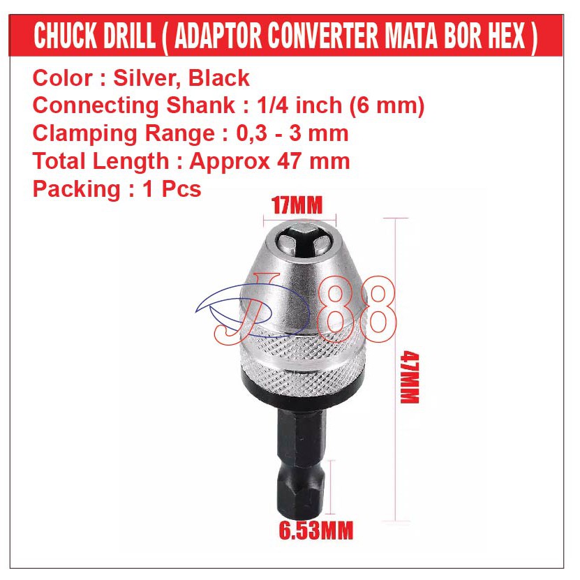 Kepala Bor mini - Adaptor Bor Keyless
