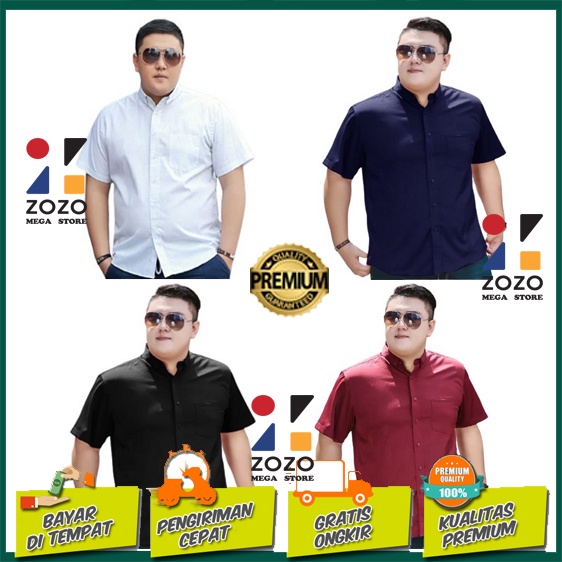 KEMEJA JUMBO PRIA LENGAN PENDEK BAJU PUTIH POLOS BIG SIZE XXL XXXL