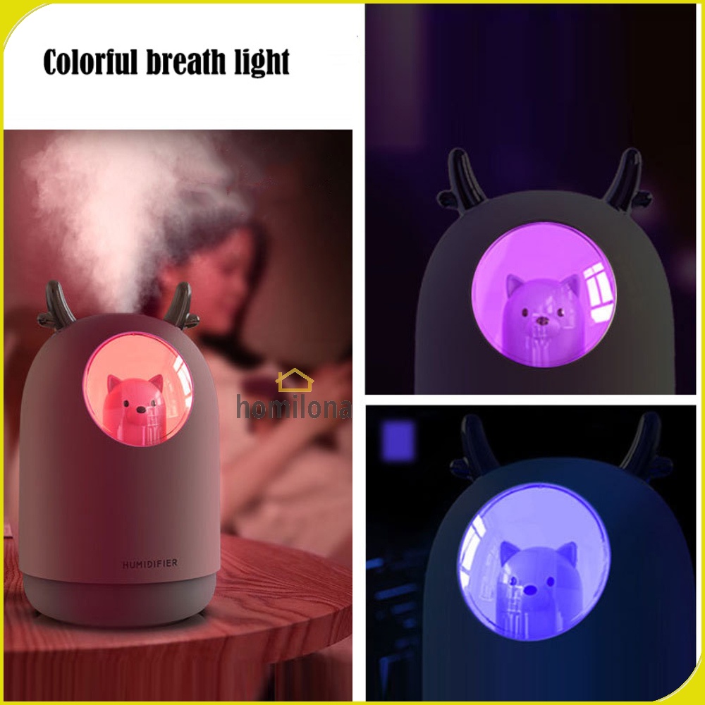 Air Humidifier Ultrasonic Aromatherapy Oil Diffuser RGB Pet Design 300ml Taffware Humi M106 White Pink