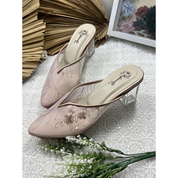 sepatu wanita Rafaizoutfit v kelly rosegold tinggi 7cm kaca