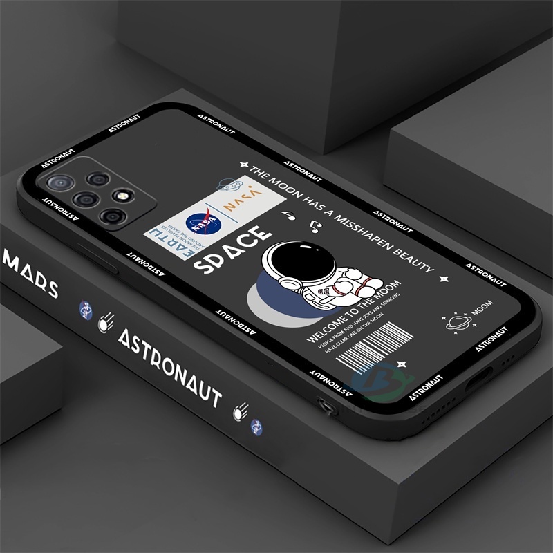 Realme 10 C35 C21Y C25Y C21 RealmeC11 C25 C17 C15 C12 C3 C2 Realme 8i 7i 5 5i 6i 6Pro 7Pro Fashion NASA Motif Astronot Perlindungan Lensa Silicone Phone Case Binteacase