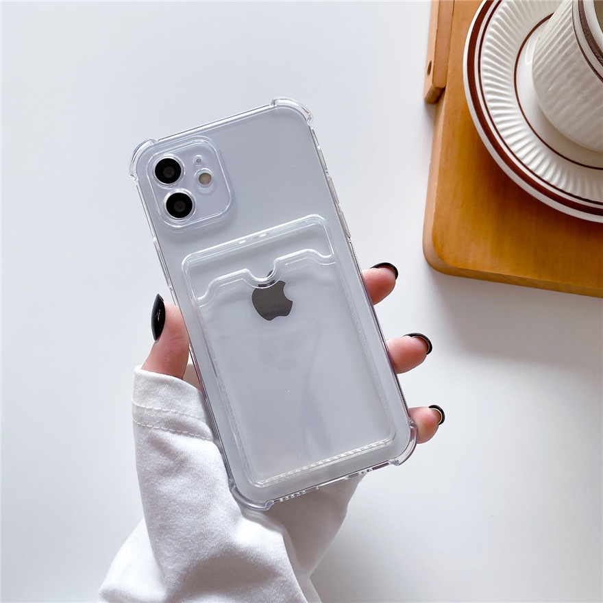 Samsung A22 A02 A82 A72 A52 A42 A32 A12 A10s Case Clear Card Holder Shockproof Phone Case Protective Cover-Clear