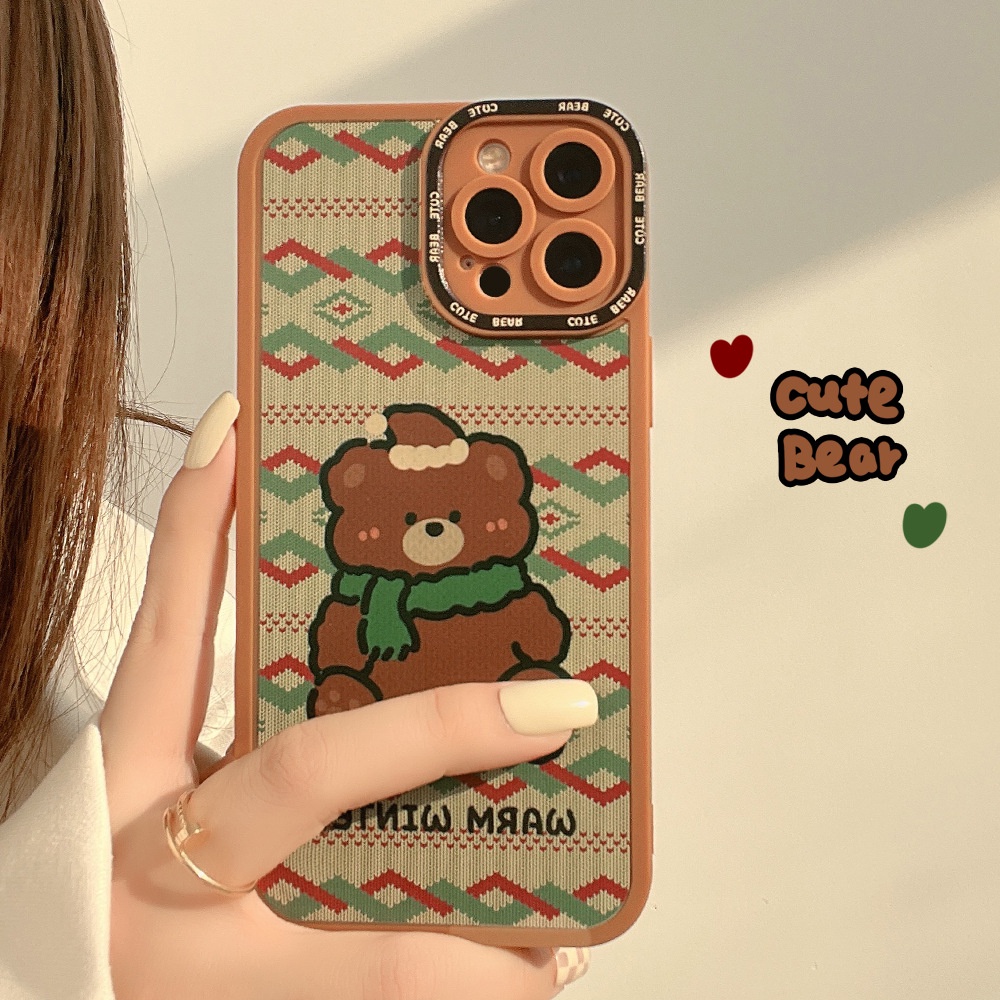 Soft Case Silikon Motif Kartun Beruang Natal Untuk Iphone 7 8 PLUS X XR XS 11 12 13 MINI PRO MAX SE 2020