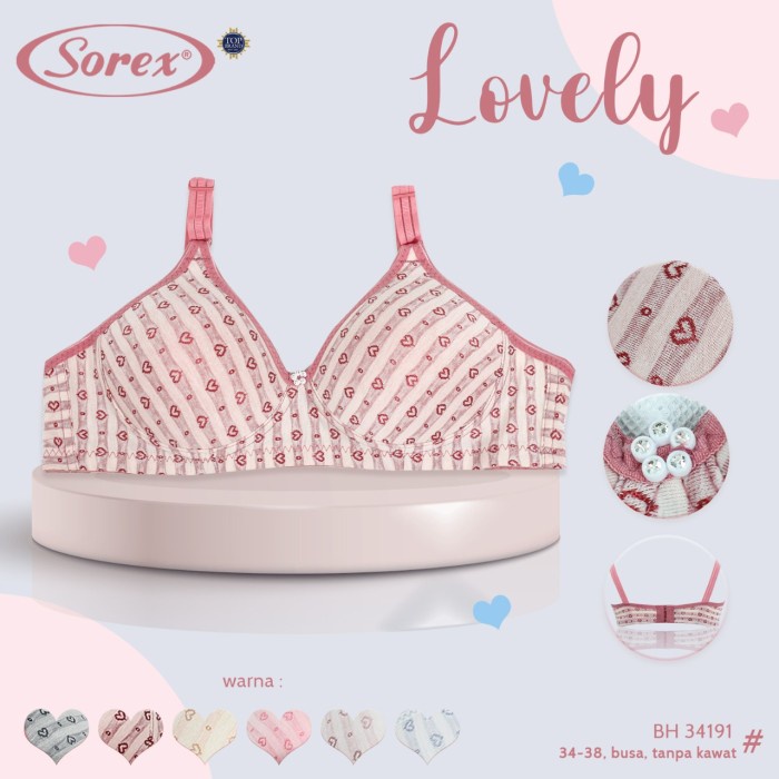 BH Harian Lovely BRA Tanpa Kawat Busa Tipis 34-38 Sorex 34191 Murahh