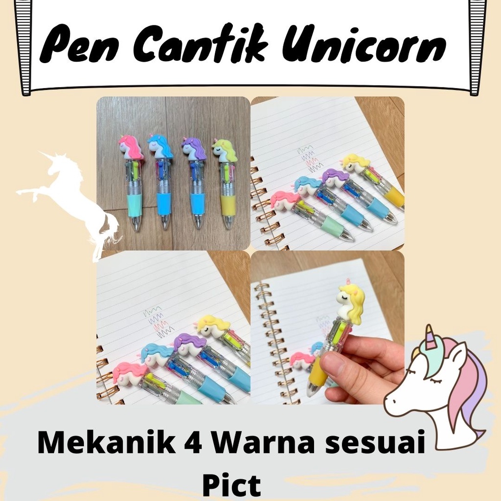 

Pulpen cantik 4 Warna Unicorn pink/biru/ungu/kuning Pulpen 4 Warna Unicorn Pena pen Ballpoint kado unik pena warna warni-IVN99