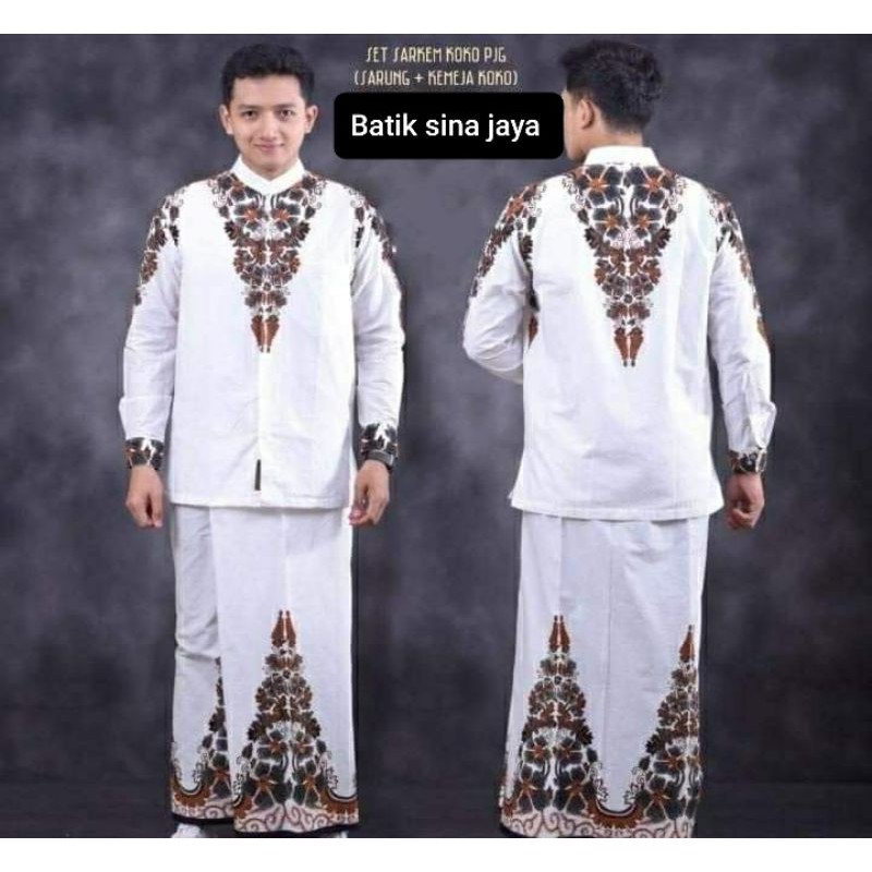 Batik solo halus Setelan Sarung dan Koko motif  Kembang gunungan