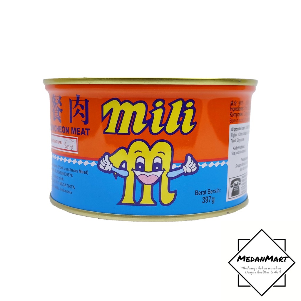 

Mili Pork Luncheon Meat/Daging Babi Kaleng / Pork Ham 397grm/ Kornet Babi/ Kornet/ Mili/ daging bab