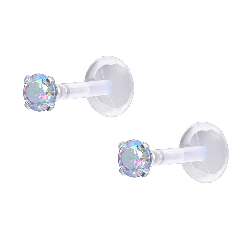 Anting Stud Kristal Bioflex Bahan Akrilik Anti Alergi Untuk Tulang Rawan Bibir