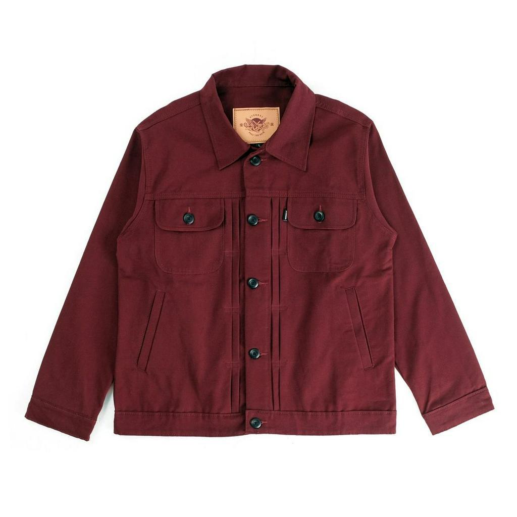 ELIOT TRUCKER CANVAS JACKET TYPE II MAROON - JACKET CANVAS - TRUCKER JACKET