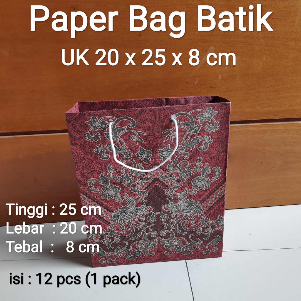 paperbag batik uk 20x25x8 cm - paper bag - shopping bag - tas kertas batik - tas sovenir