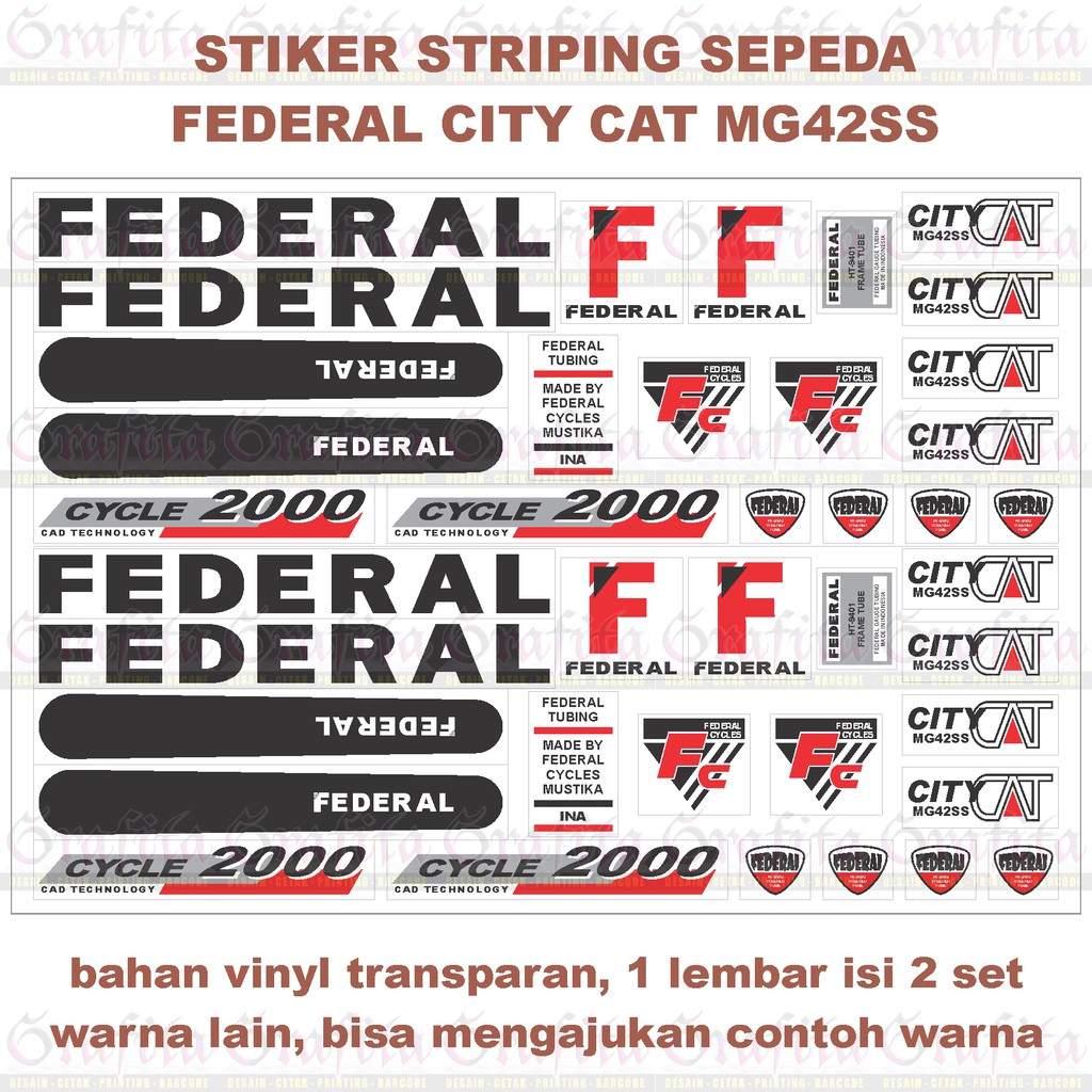 

(1lbr = 2set) Stiker Striping Federal City Cat MG42SS