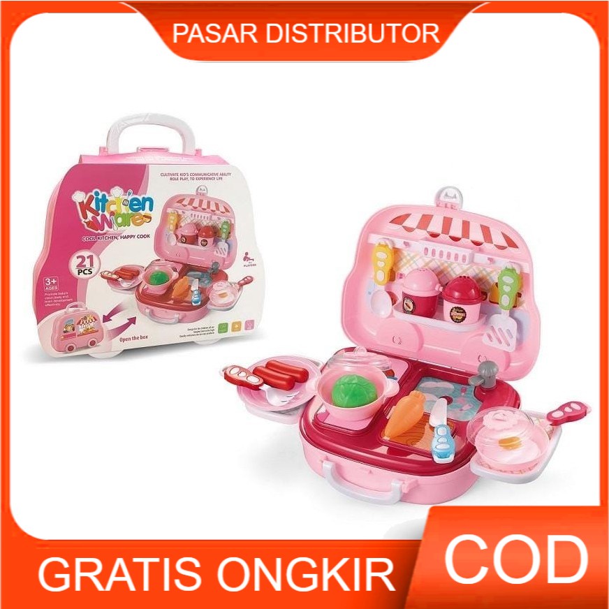 Mainan Anak Kitchen Ware Set Koper - Mainan Masak-Masakan Anak Kecil - Mainan Anak