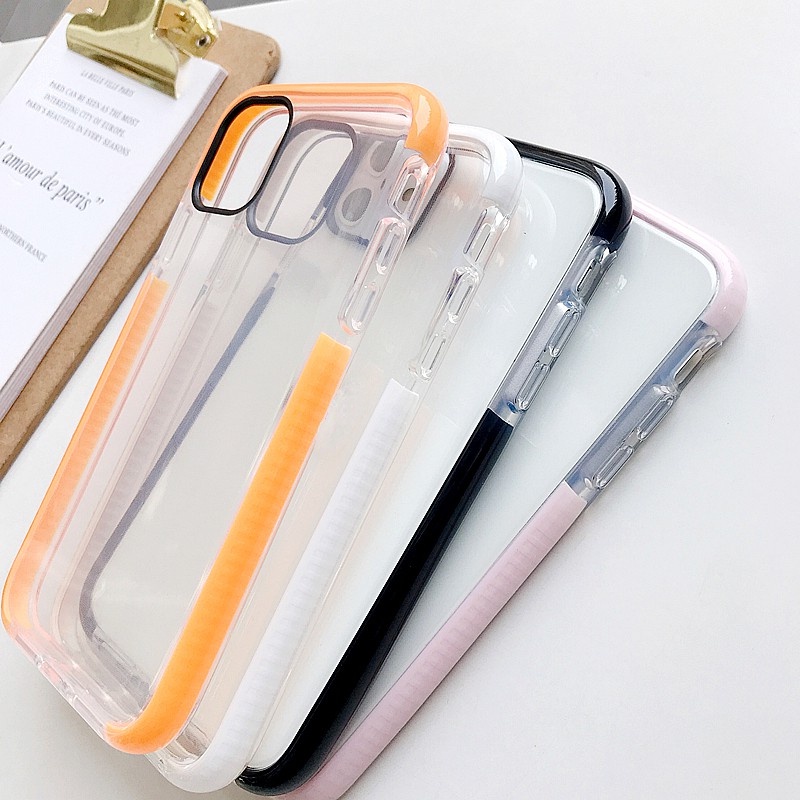 Kasus Telepon transparan iPhone 11 Pro Max XR XS Max SE2 i6 7 8 Ditambah Shockproof TPU Silicone Case