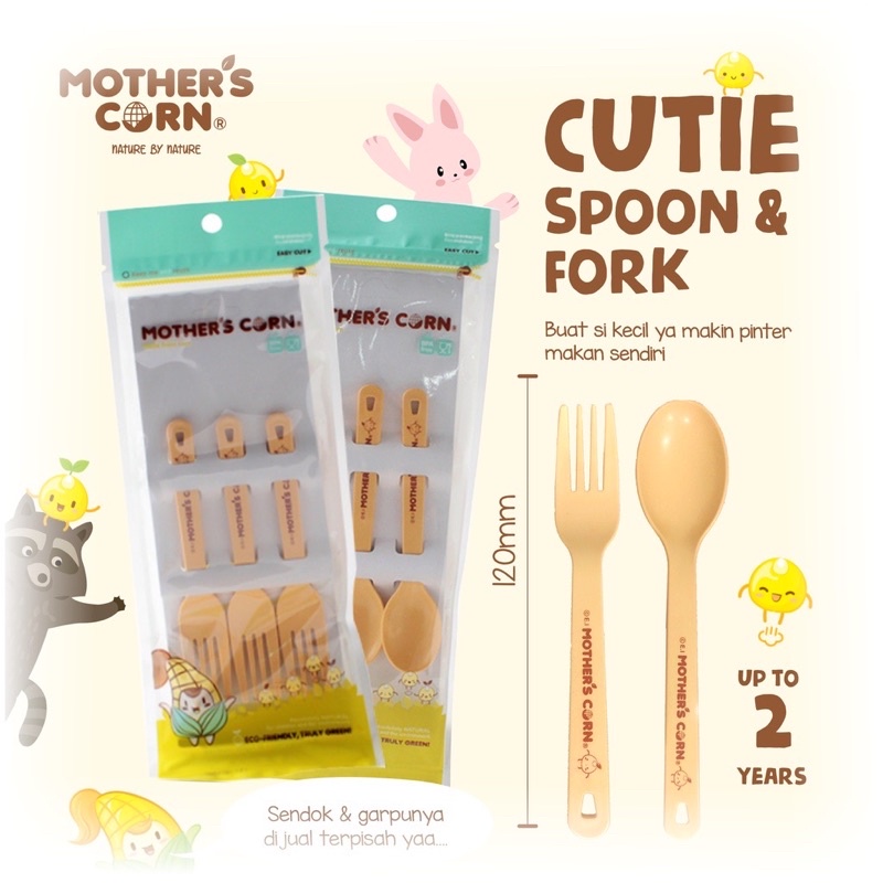 Mother's Corn Cutie Fork Set ( isi 3 Pcs) - Garpu makan bayi