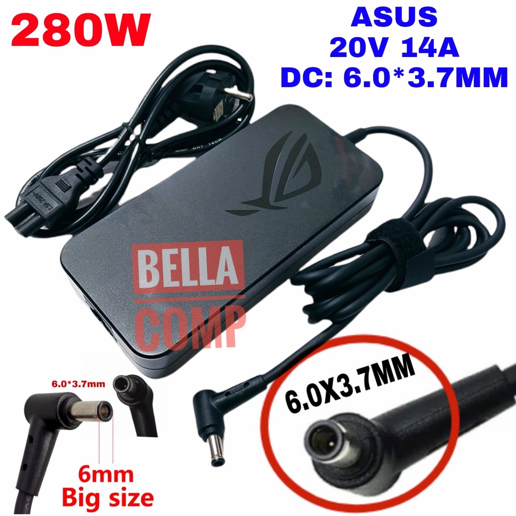 AC Adapter Charger Laptop ASUS ROG GX551QS GX551QR GX703HS GX703HR GX703HM G732LWS 20V 14A 280W 6.0X3.7Mm ADP-280BB B