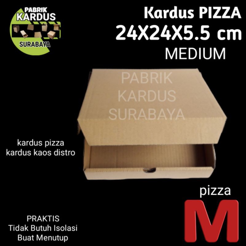 KARDUS PIZZA M  MEDIUM 24x24x5 cm KOTAK BOX COKLAT POLOS PACKING BAJU