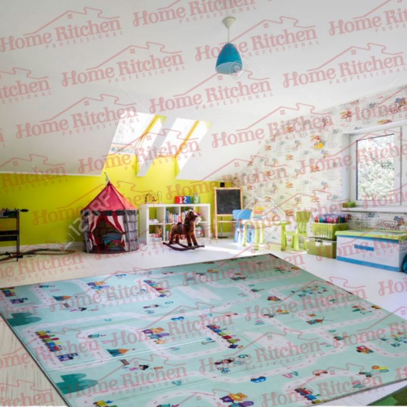 Playmat Matrass Tikar Lipat Shimano Original matras anak bayi FREE BAG 180x200 KHUSUS EKSPEDISI-CAR TRACK BLUE