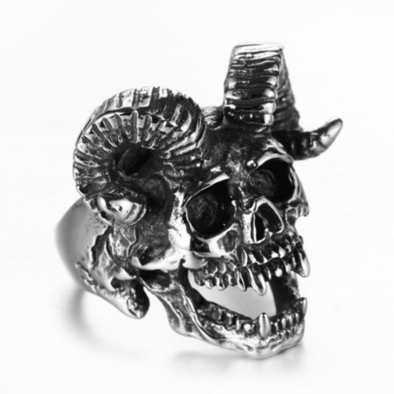 Vintage Men's Fashion Stainless Steel Skull Ring Hip Hop Party Jewelry Accessories